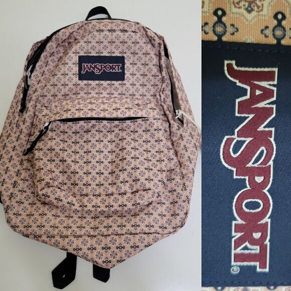 NEW JANSPORT NEUTRAL PRINT BLUE TAN PINK COMMUTER TRAVEL BACKPACK NWT main image 6